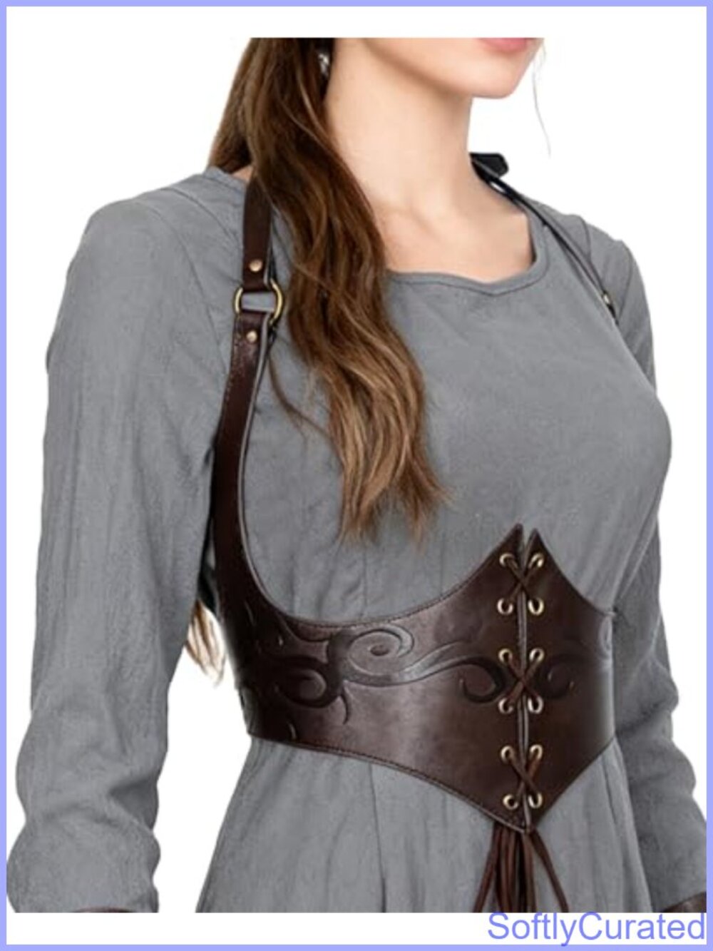 PU Leather Corset Belt Medieval Renaissance Waist Cincher